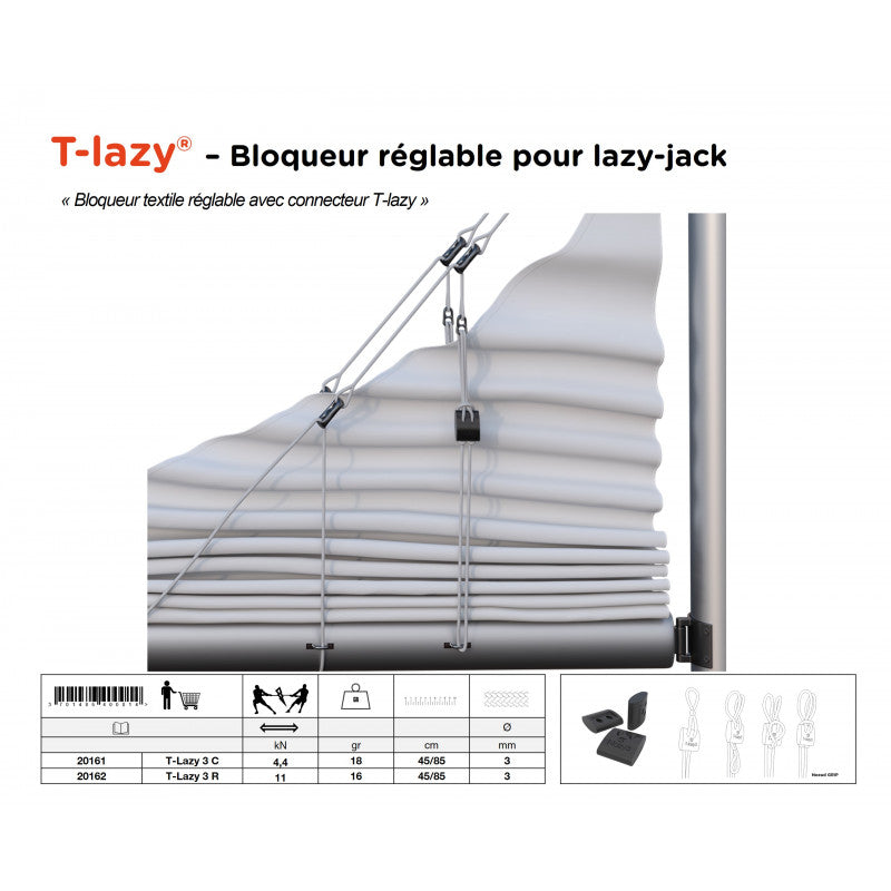 Adjustable textile blocker for lazy-jack | T-Lazy® E T-l3 C