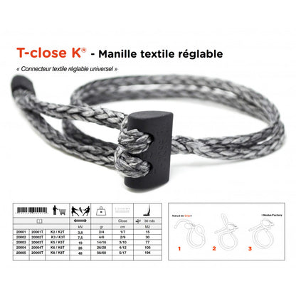 Adjustable textile shackle in Dyneema® | Soft Shackle T-Close® K3
