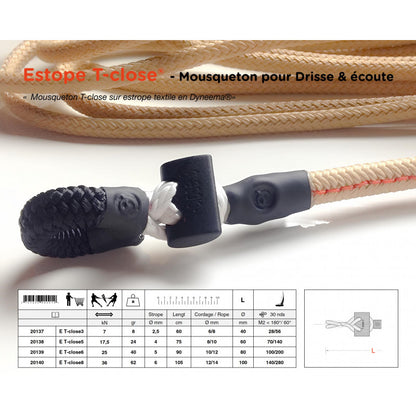 Dyneema rope with snap shackle | E T-close 6 s