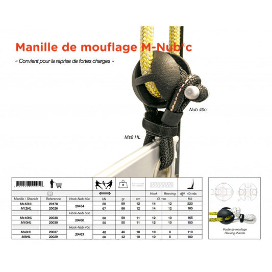 Halyard block shackle in Dyneema® | R-Nub® Ms10-Nub 50pp
