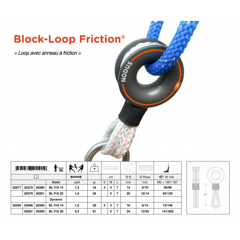 Loop in Dyneema® for friction ring | Block-loop® friction BL F14 medium POM