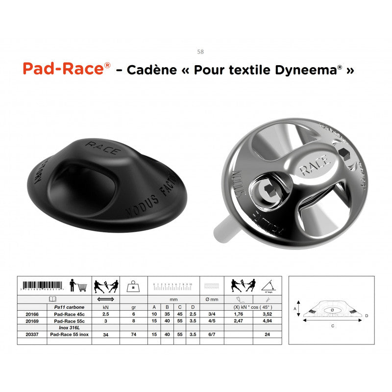 Padeye for loop textile | Pad-Race® 55 Stainless Steel
