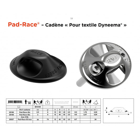 Padeye for loop textile | Pad-Race® 55 Stainless Steel