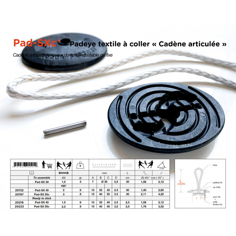 Adjustable dyneema textile padeye | Pad-SX® 55