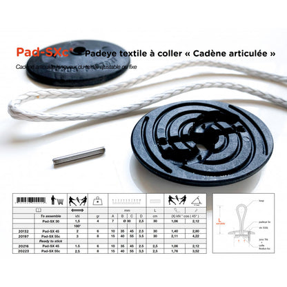 Adjustable dyneema textile padeye | Pad-SX® 55