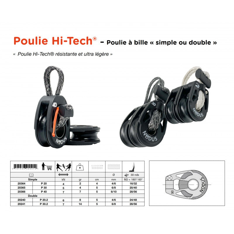 Pulley for Sailboat | P® Hi-Tech Blocks -Block 20 with Shackle