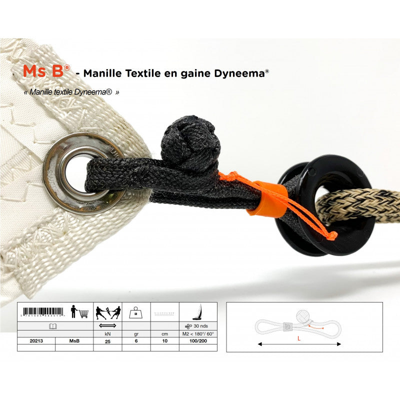 Soft-shackle in pre-stretched Dyneema® sheath | Ms B®